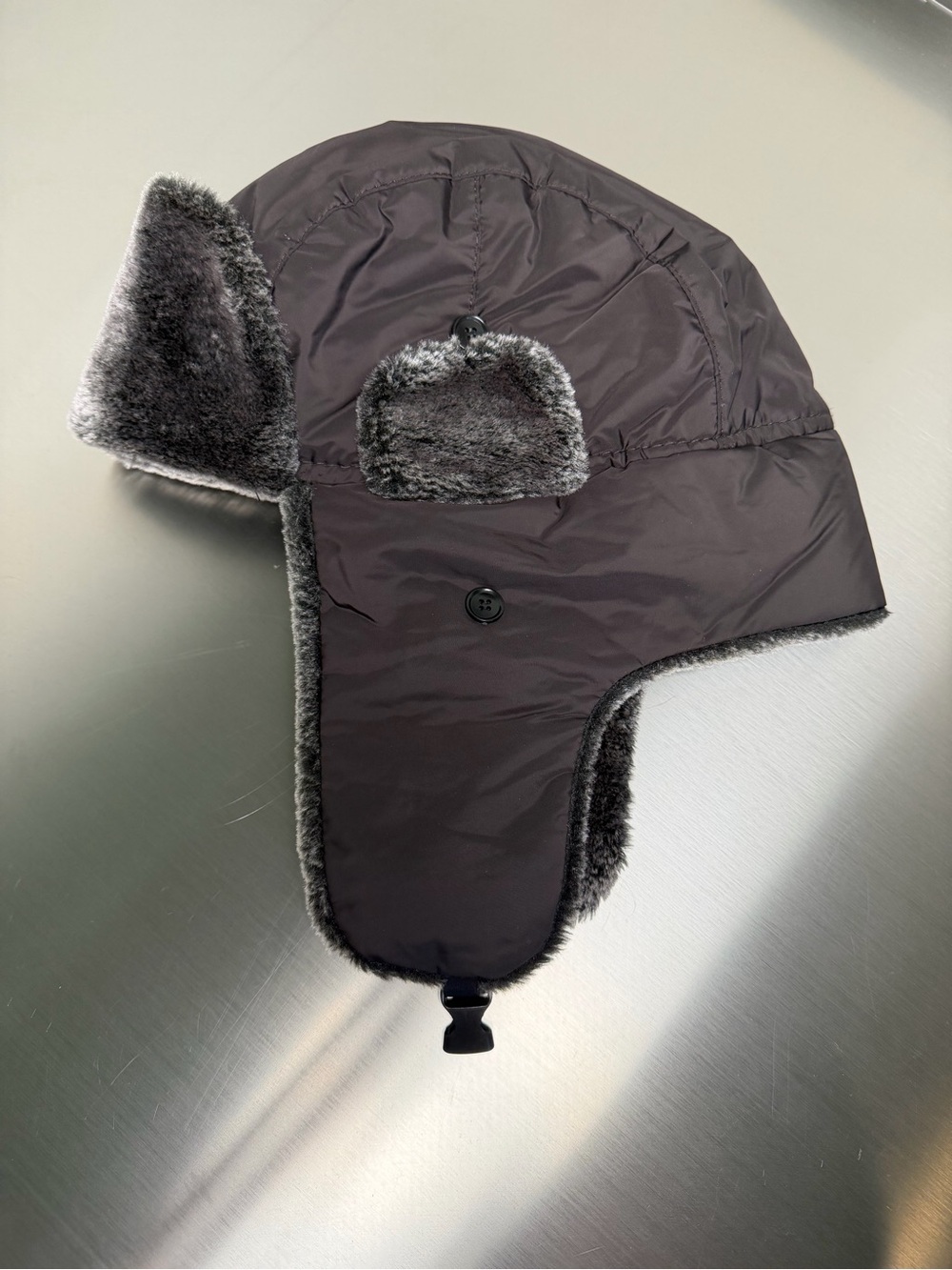 Kids Faux-Fur Trapper Hat - Dark Gray